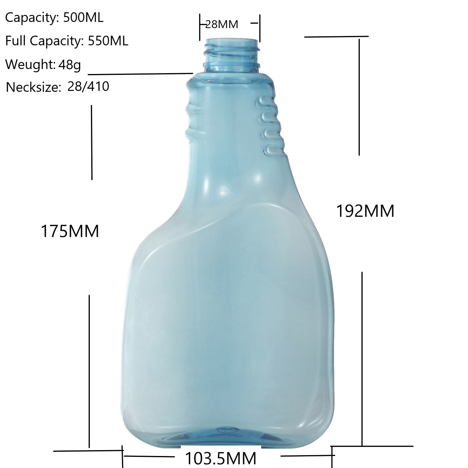 China Manufacturer of 500ml Plastic cleaner bottle