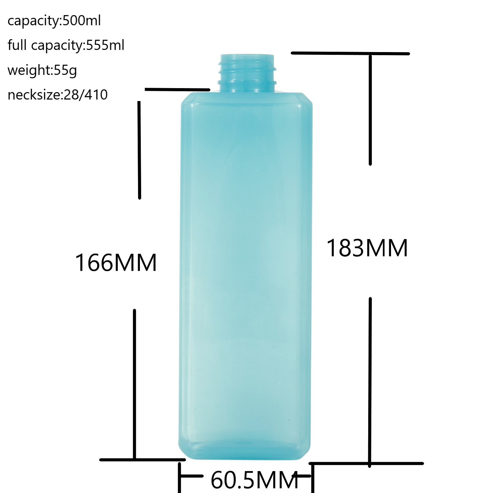 China Manufacturer of 500ml Square Plastic Bottles